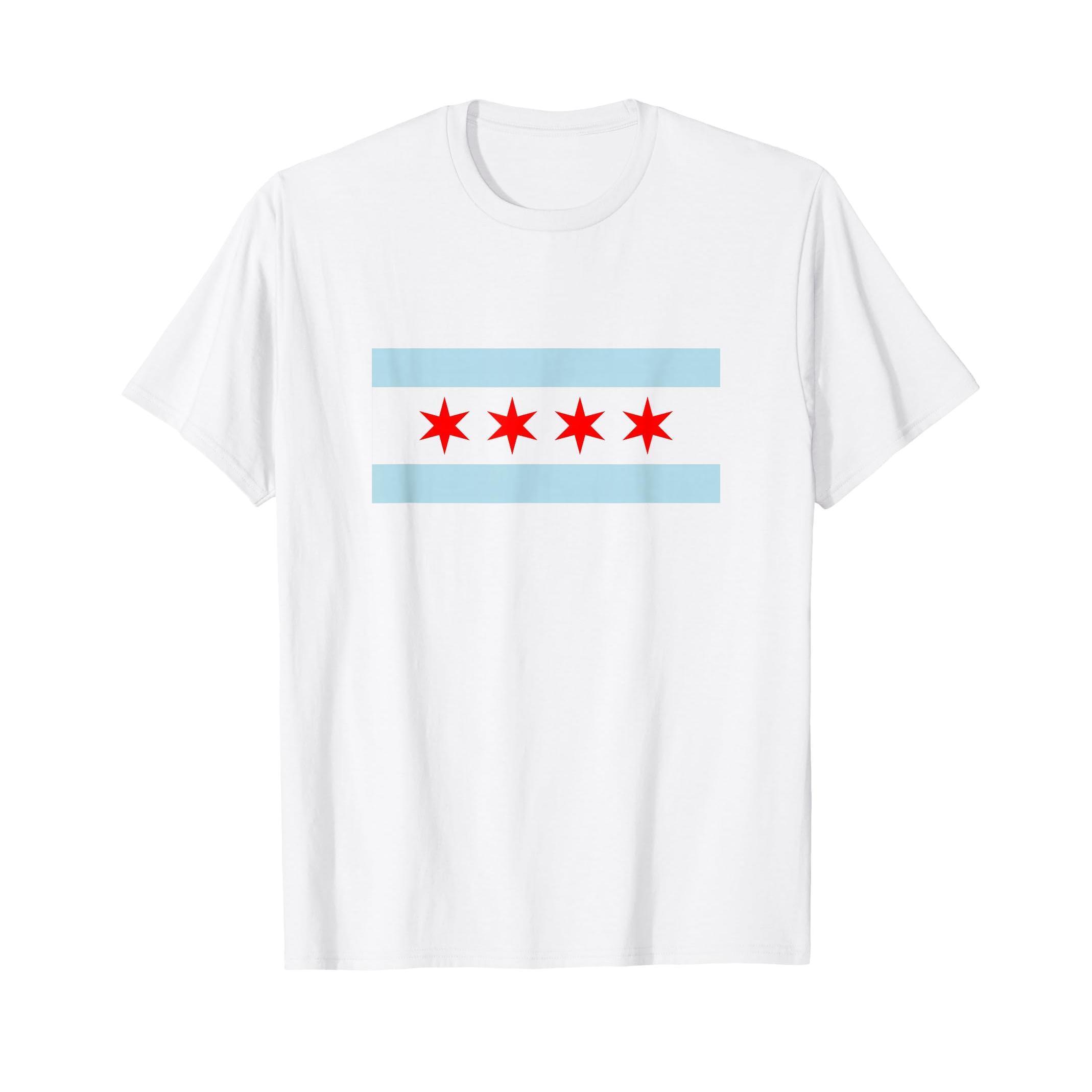 Sweet Chicago Flag Red Six Pointed Stars Tshirt